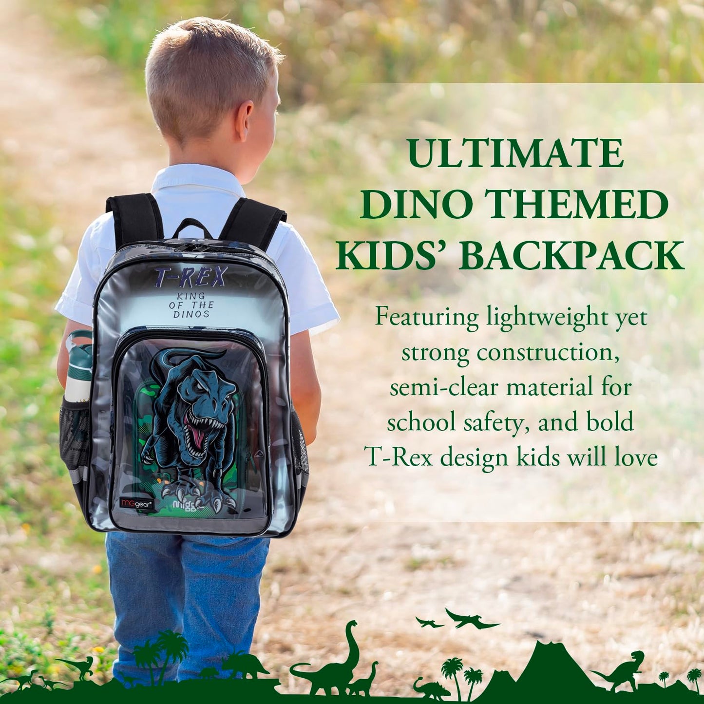 20-Pack 16" Clear Dinosaur Kids Backpacks