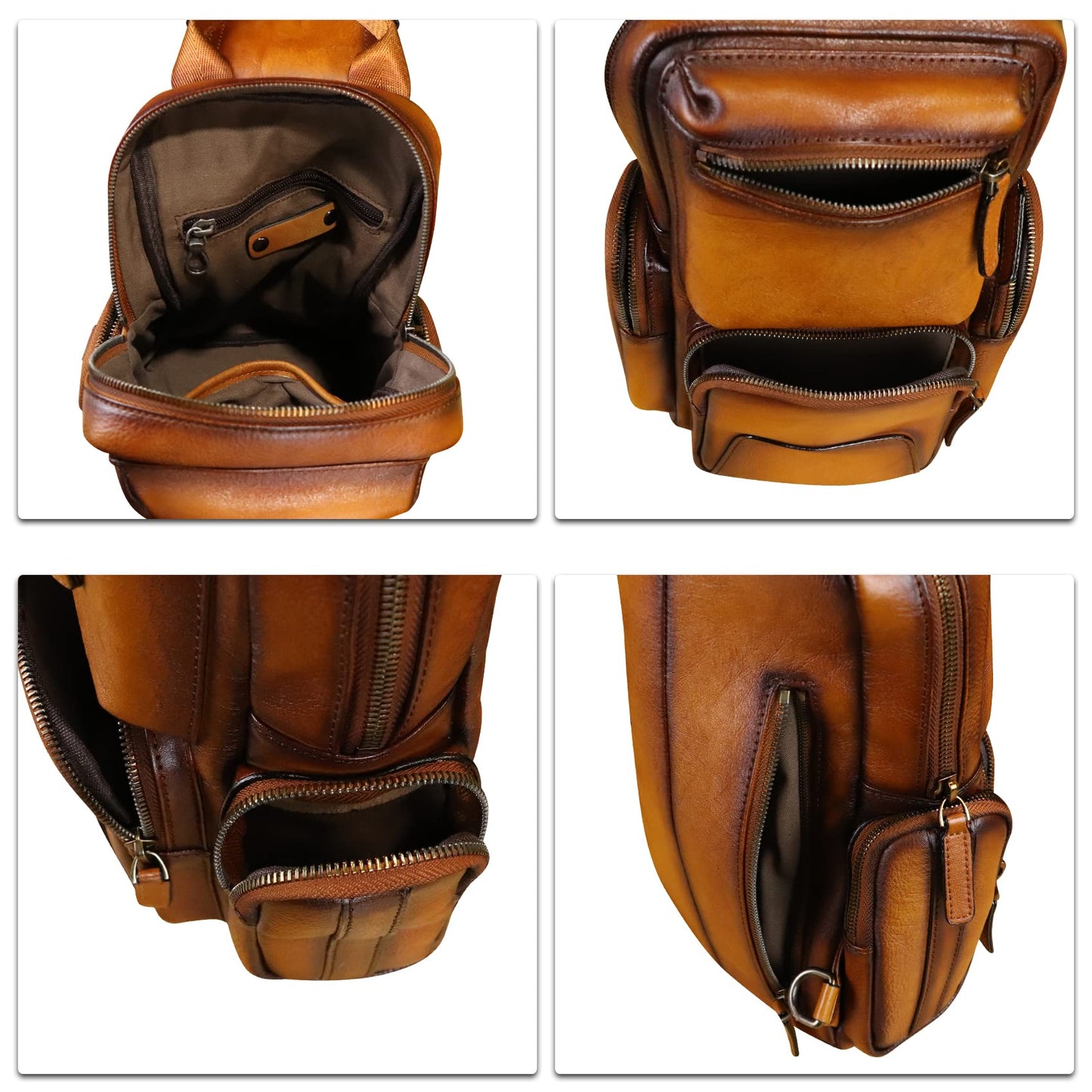 IVTG Genuine Leather Sling Crossbody Bag, Brown