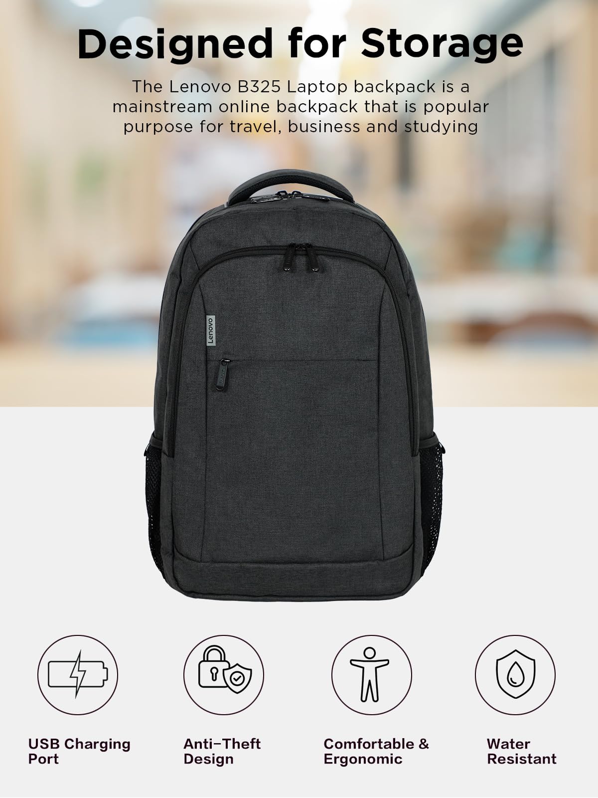 Lenovo 16" ECO Laptop Backpack, Black