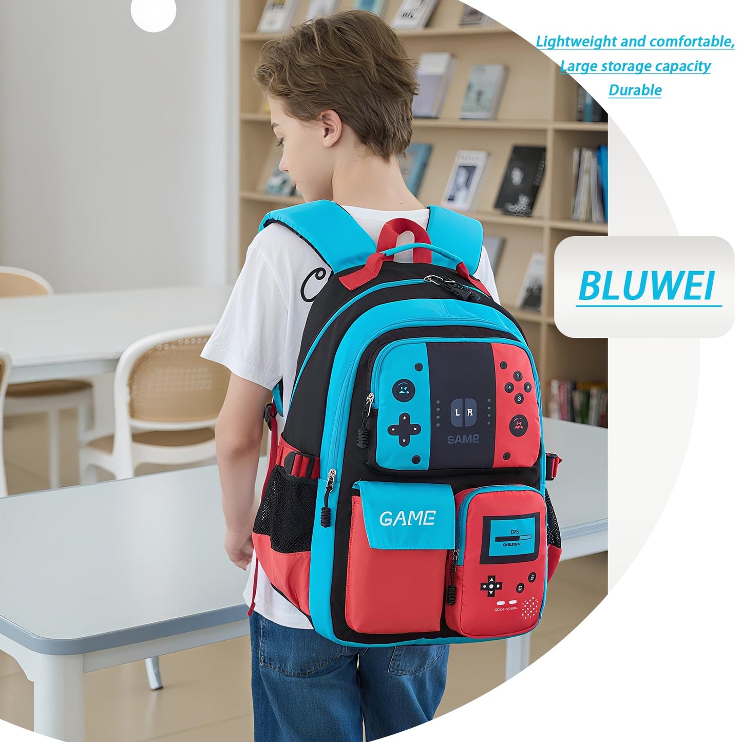 Luminous Boys Backpack – Large Capacity, Blue