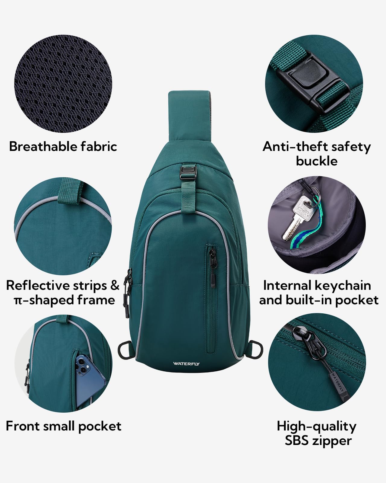 WATERFLY Crossbody Sling Backpack for Travel