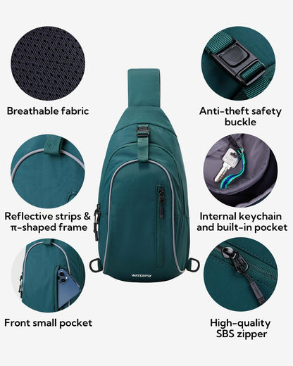 WATERFLY Crossbody Sling Backpack for Travel
