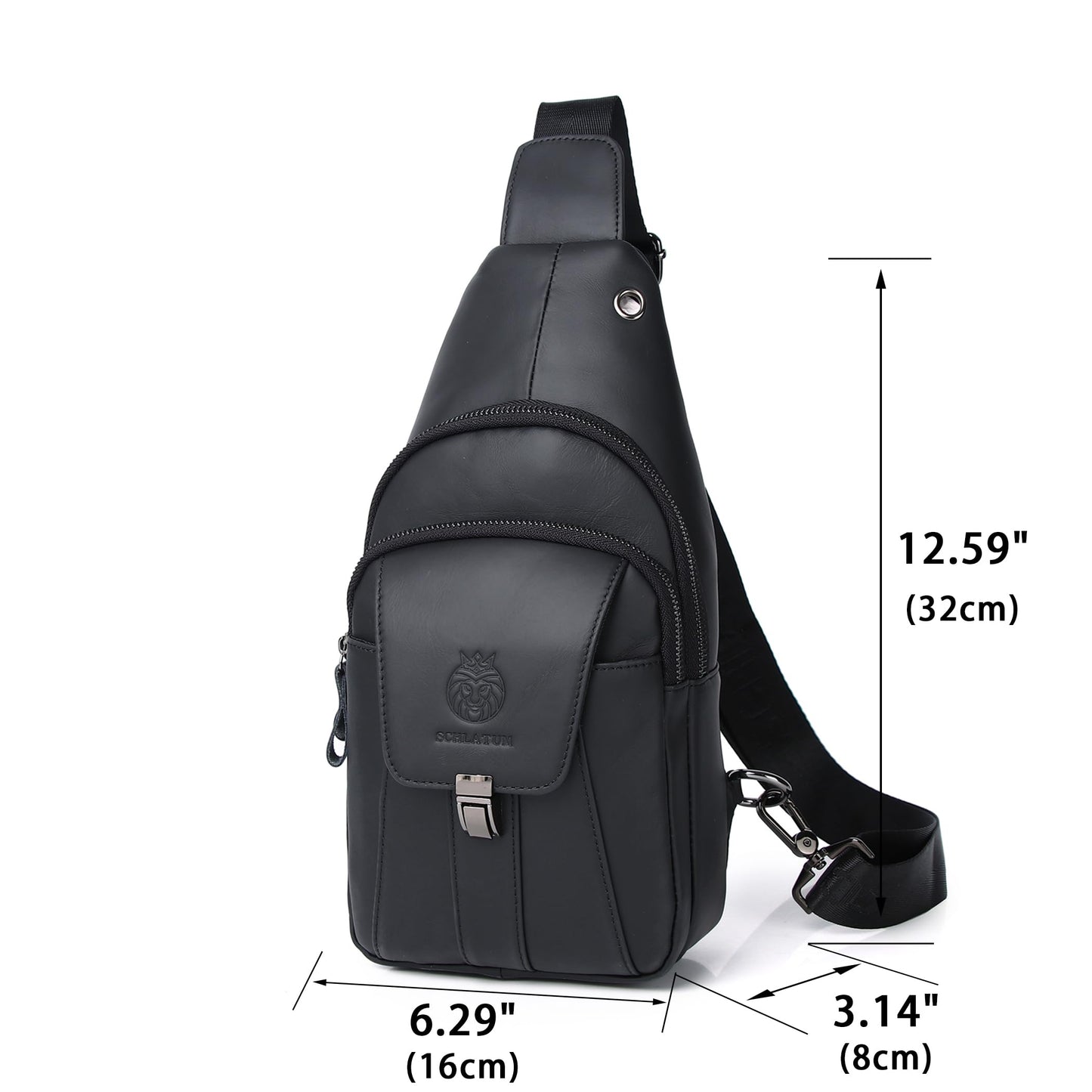 LUKZIJAES Genuine Leather Sling Bag for Men