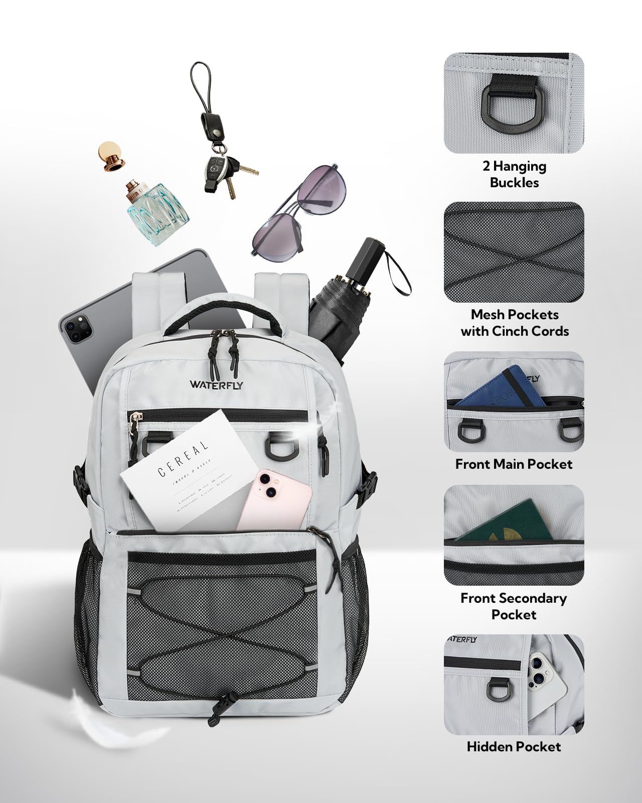 WATERFLY 22L Lightweight Travel & Hiking Backpack