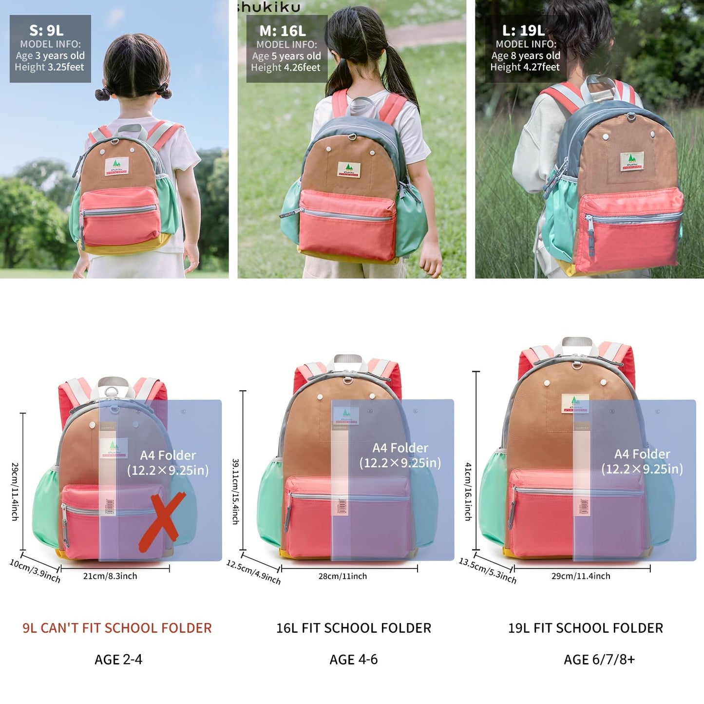 15 Inch Kids Backpack for School & Travel, Medium