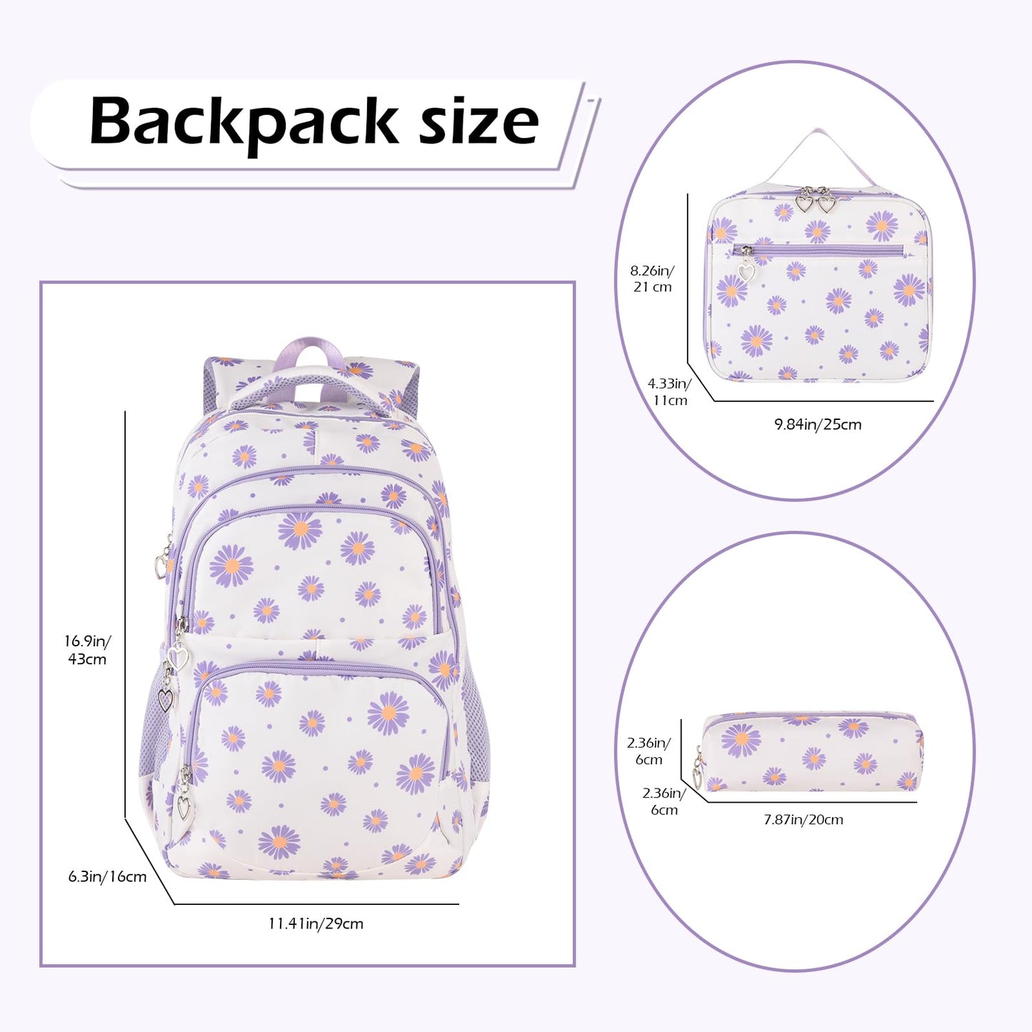 Goldwheat Daisy Backpack Set, 3pcs