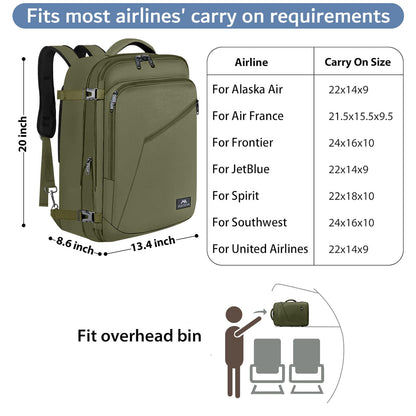 MATEIN 40L Carry-On Travel Backpack, Black