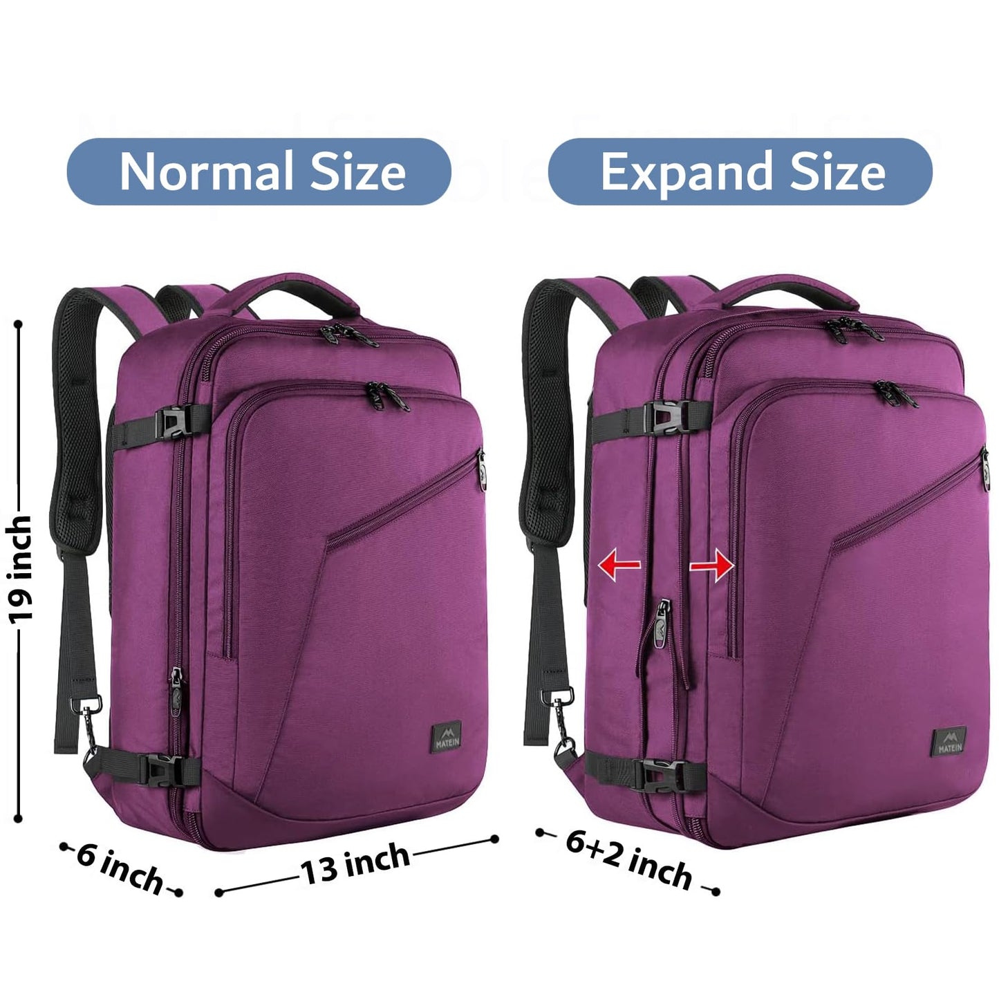 MATEIN 40L Carry-On Travel Backpack, Black