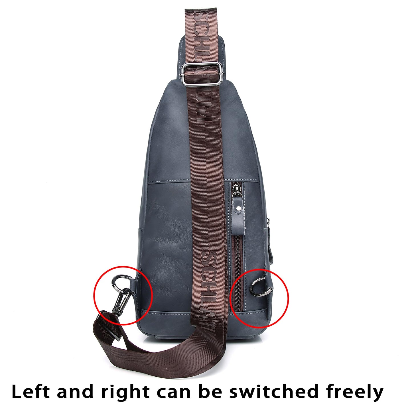 LUKZIJAES Genuine Leather Sling Bag for Men