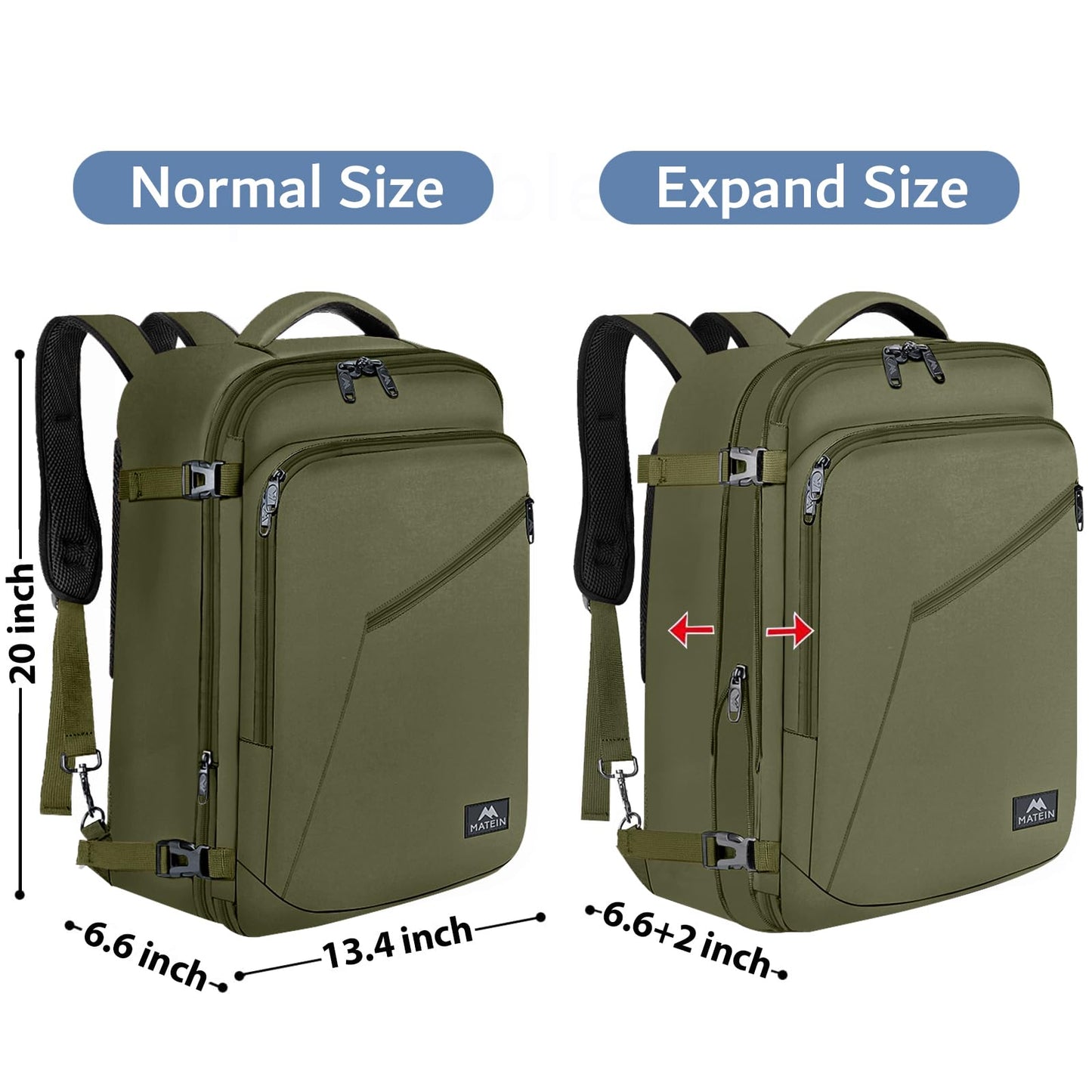 MATEIN 40L Carry-On Travel Backpack, Black