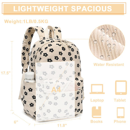 School Backpack for Teen Girls & Women, Corduroy