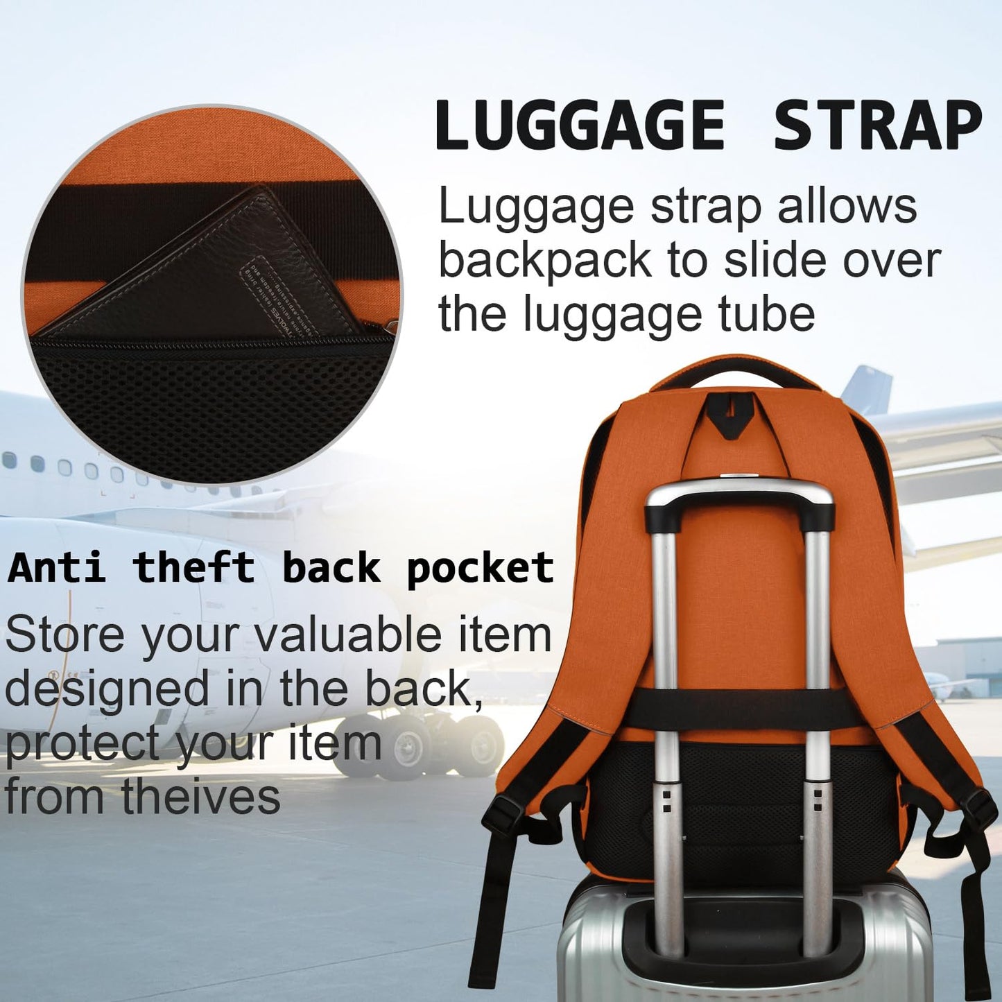 Anti-Theft Laptop Backpack with USB – 15.6" Black