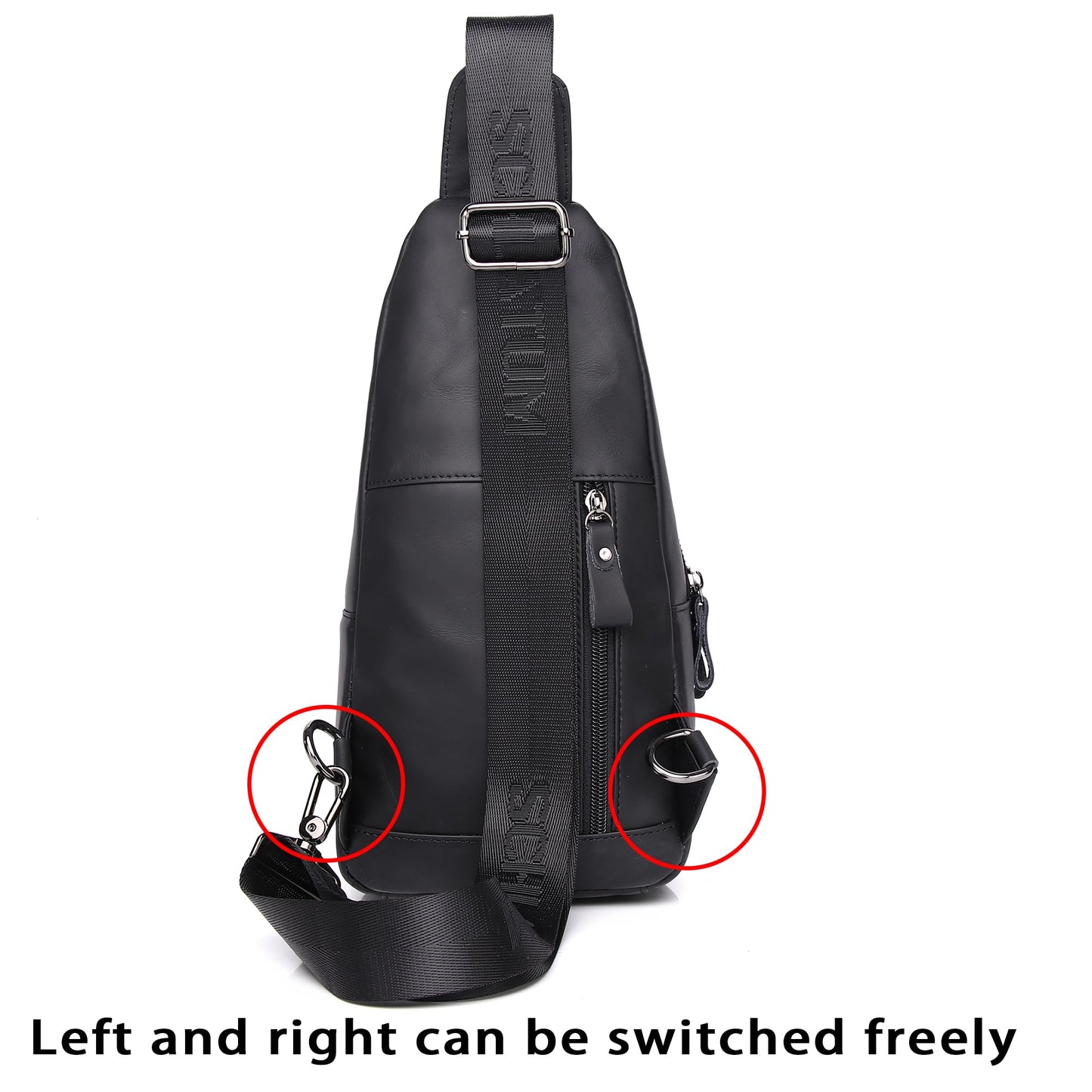 LUKZIJAES Genuine Leather Sling Bag for Men