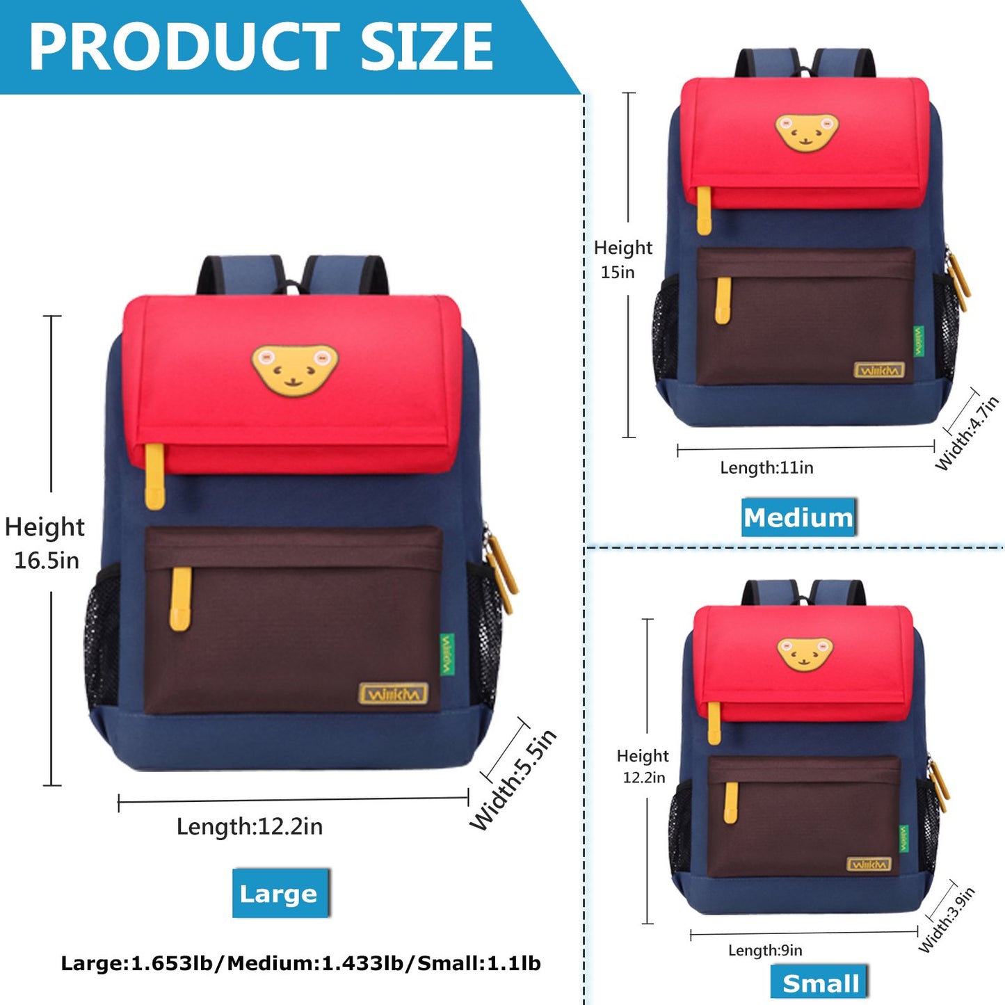 Cute Bear Kids School Backpack, Medium