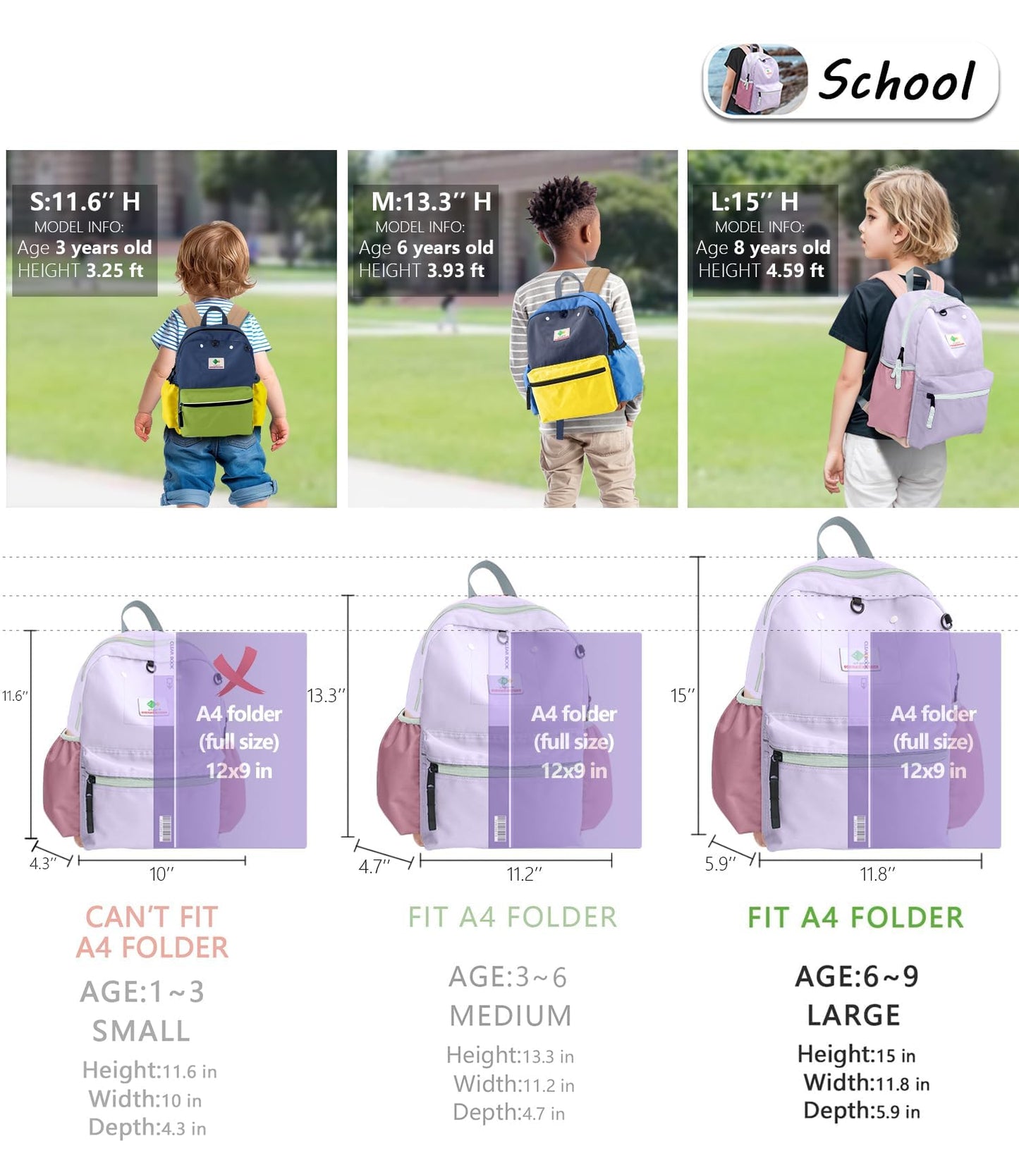 Kids' Toddler Backpack for School, Ages 3-5