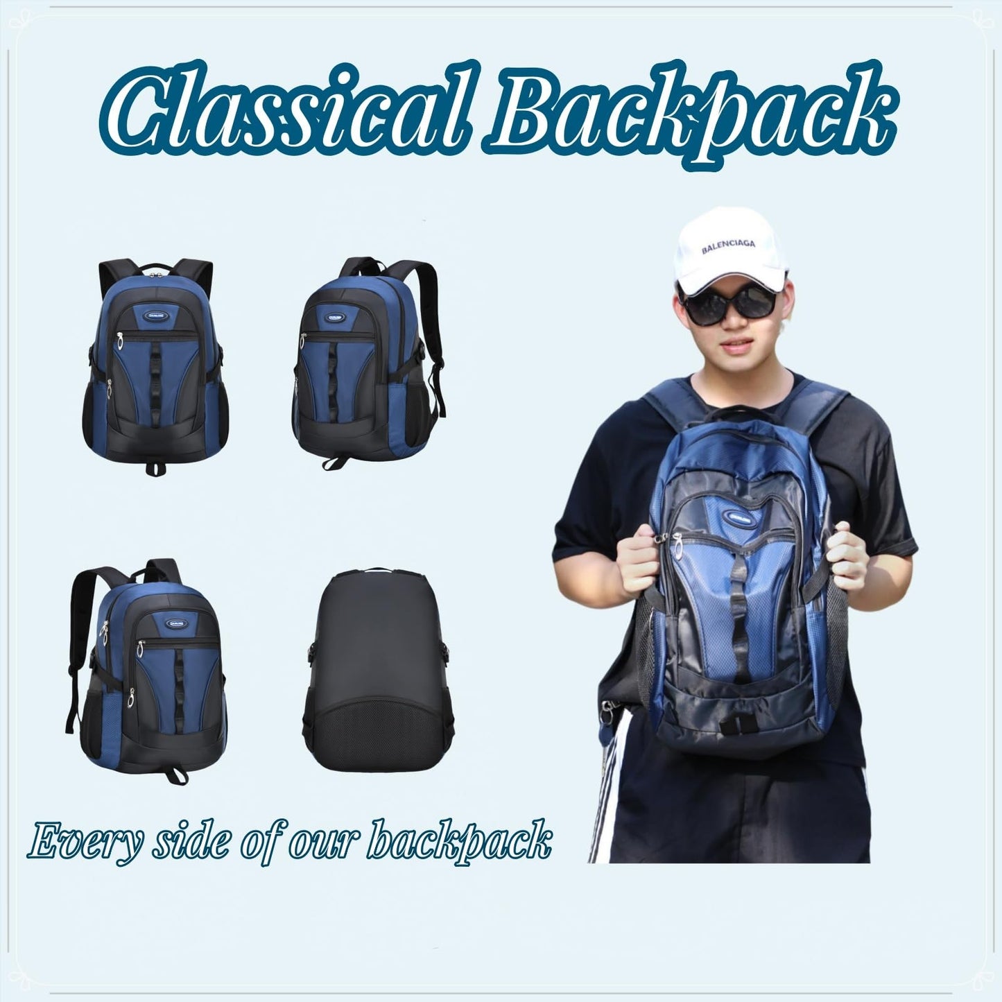 Men's Retro Travel & College Backpack, Large Capacity