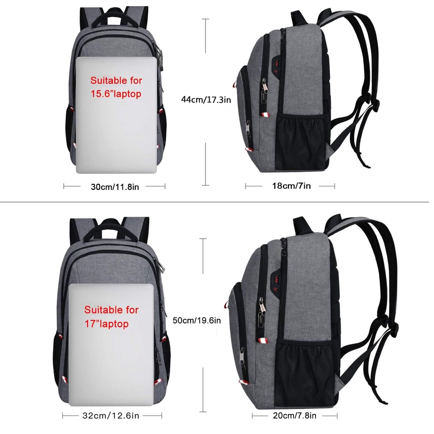 Travel Laptop Backpack, Black Backpack for Men and Women