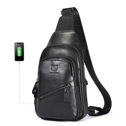 LUKZIJAES Genuine Leather Sling Bag for Men