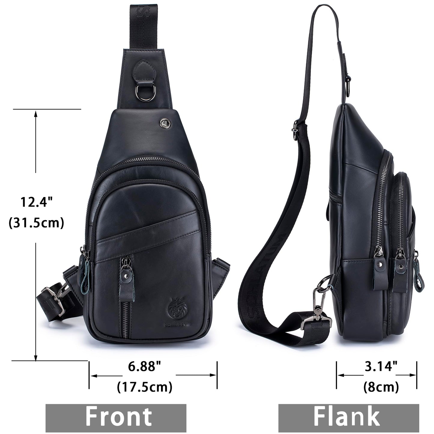 LUKZIJAES Genuine Leather Sling Bag for Men