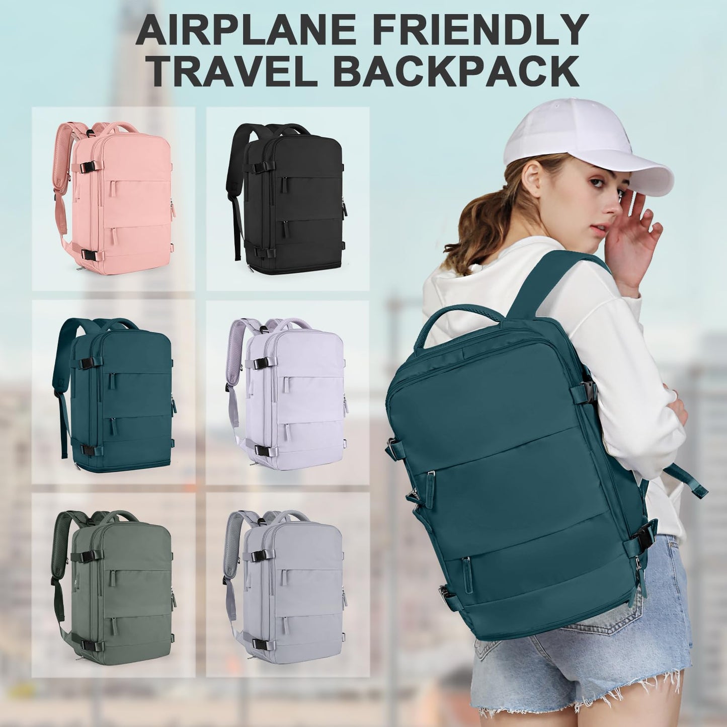Coowoz Waterproof Travel Backpack, Peacock Blue