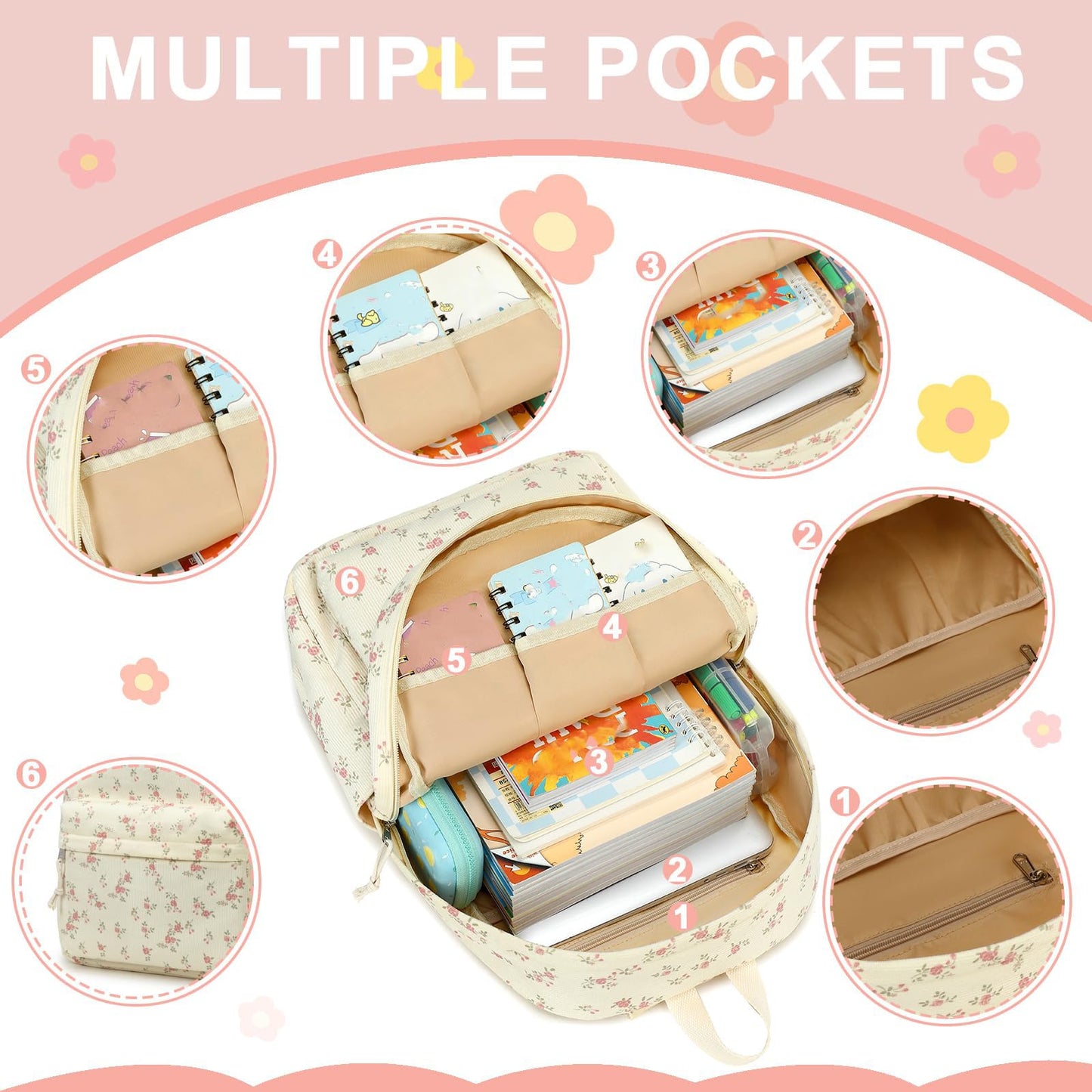 School Backpack for Teen Girls & Women, Corduroy