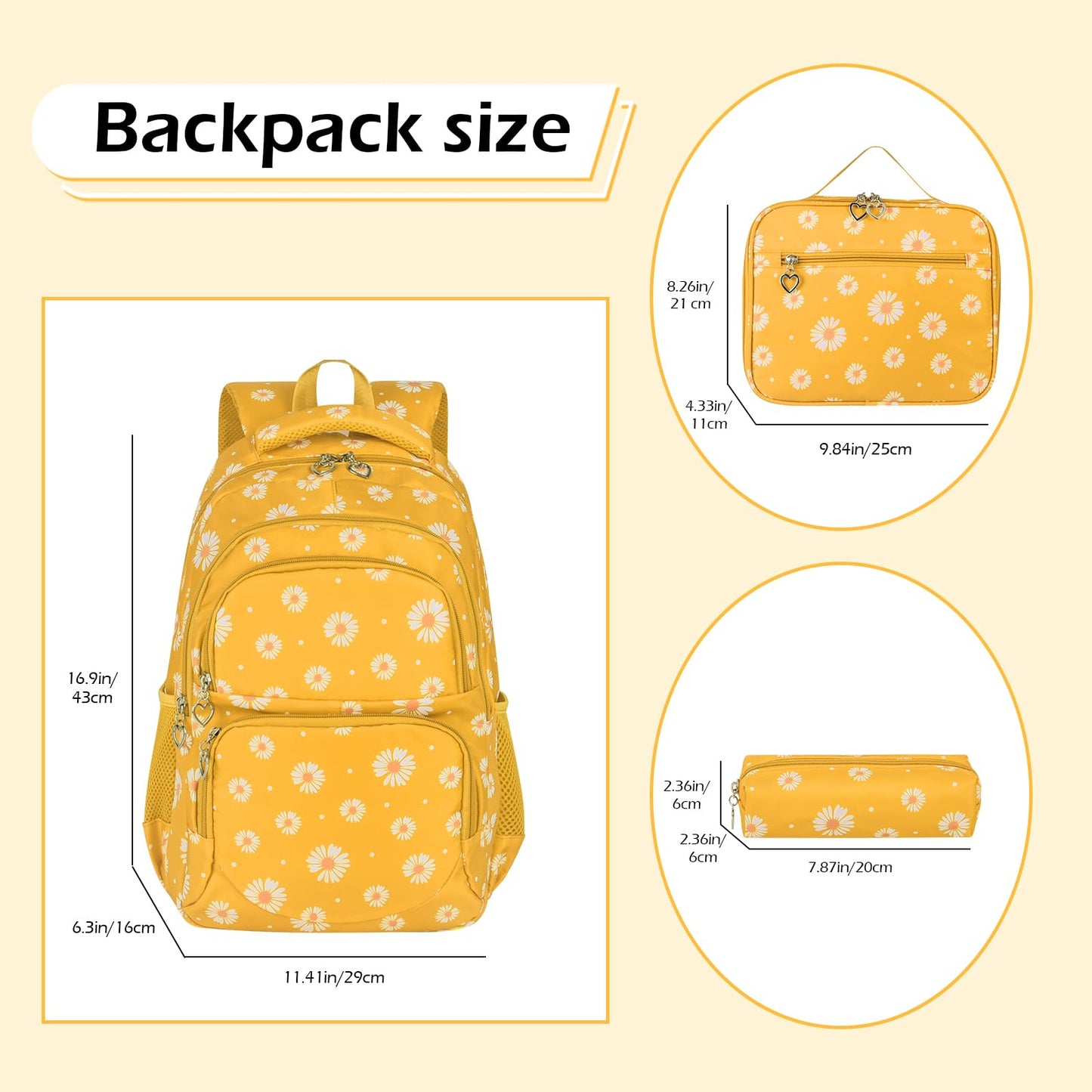 Goldwheat Daisy Backpack Set, 3pcs