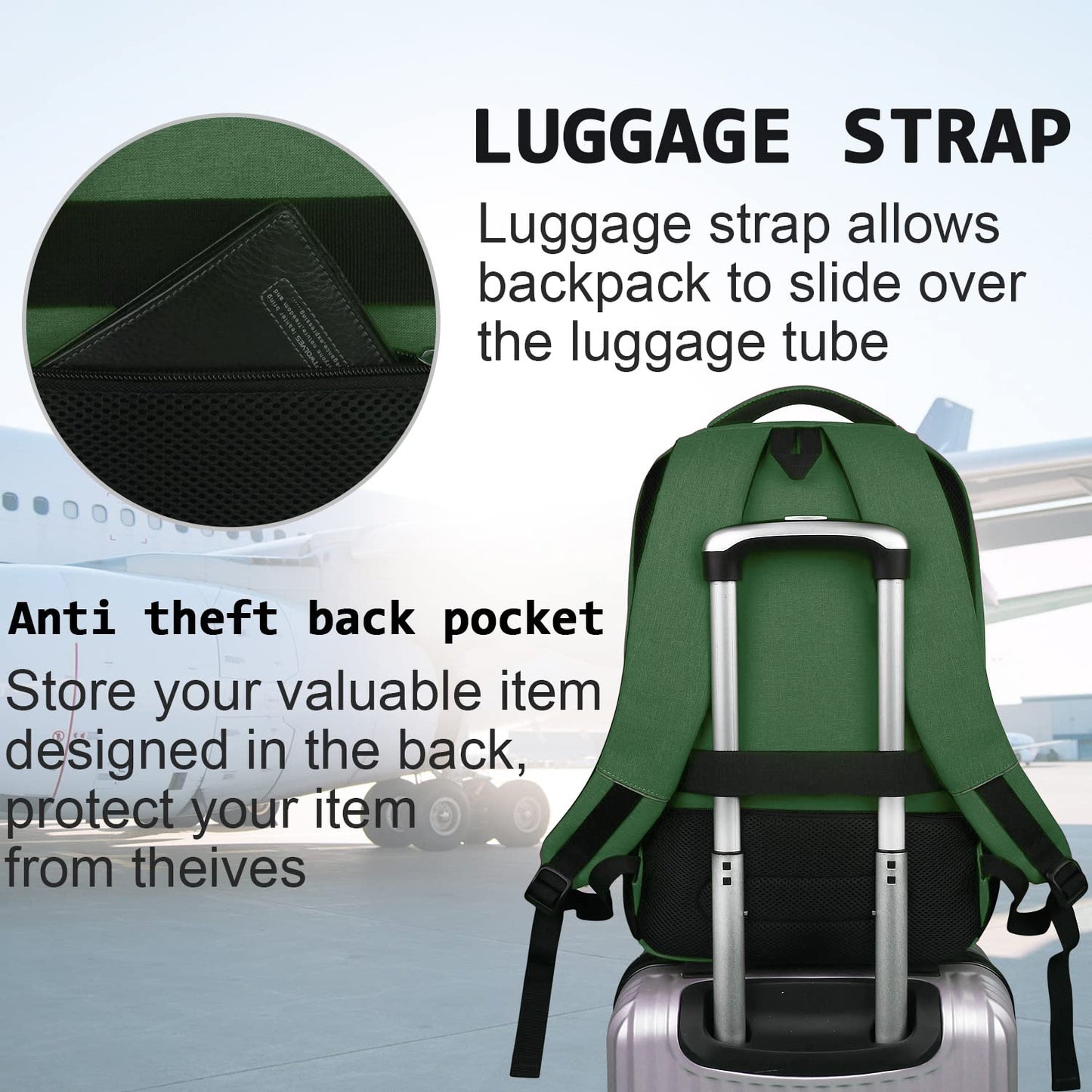 Anti-Theft Laptop Backpack with USB – 15.6" Black