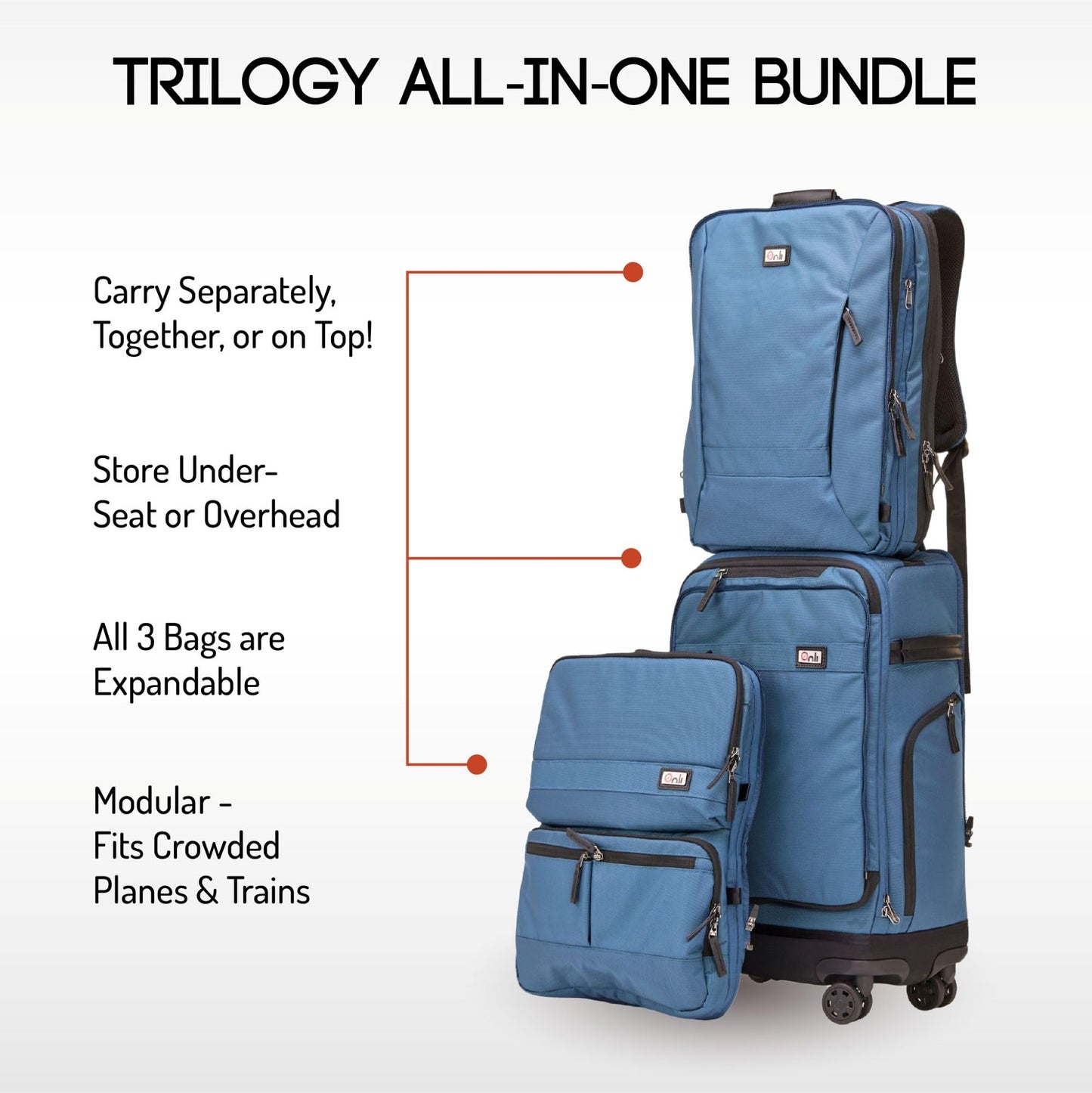 Trilogy 3-in-1 Rolling Pack Bundle, Zinfandel