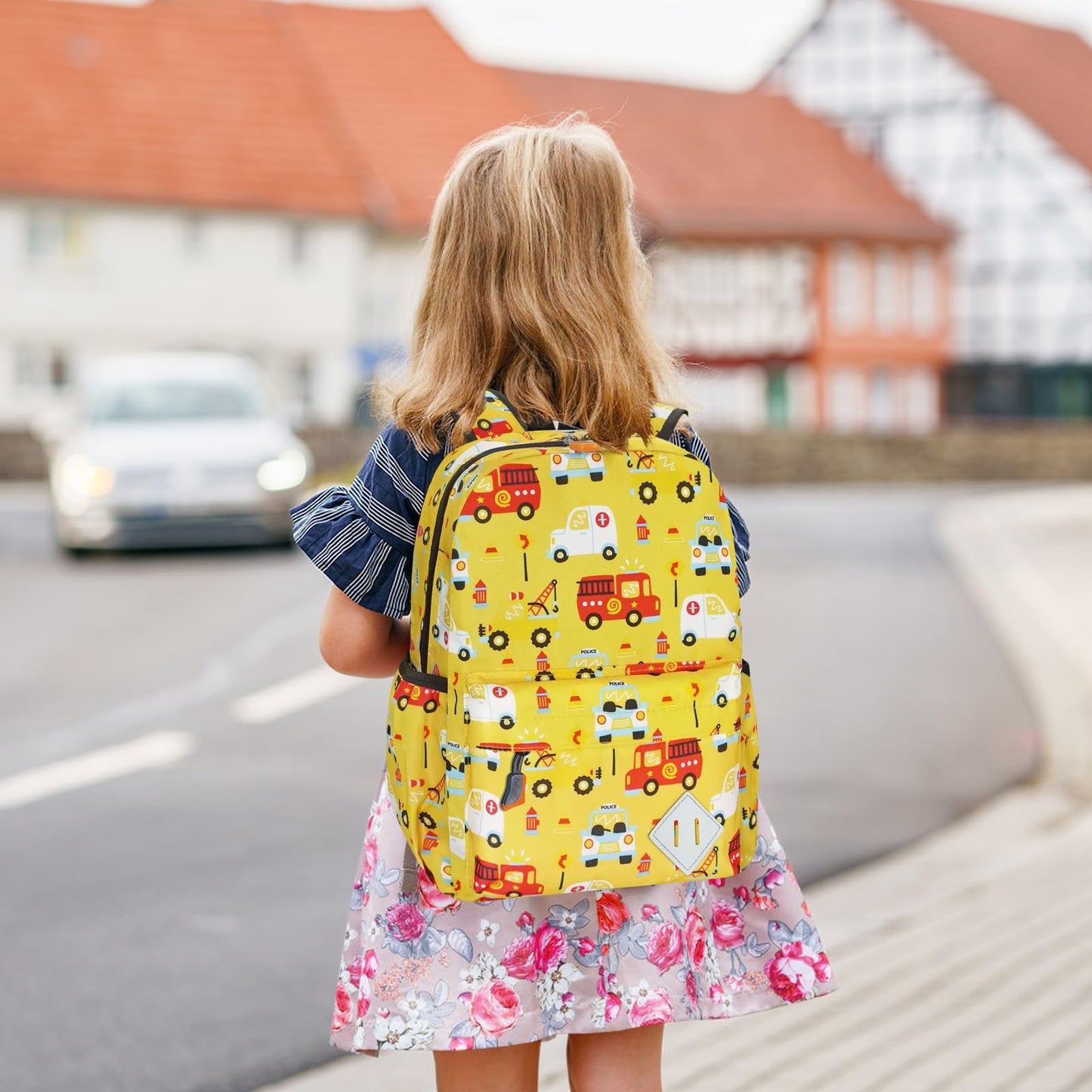 15" Kids Backpack for Preschool – Cute Car Design,