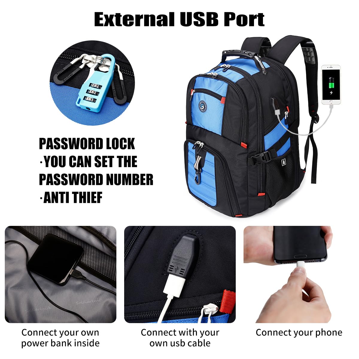 SHRRADOO 50L Laptop Backpack with USB