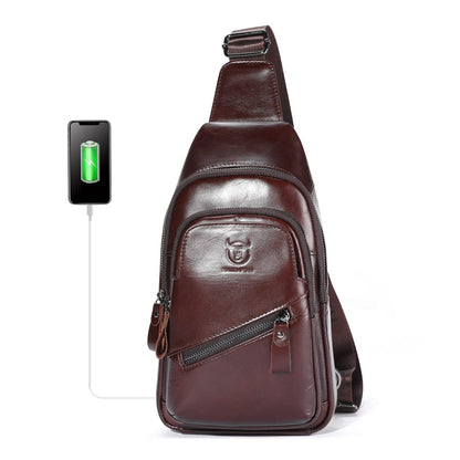 LUKZIJAES Genuine Leather Sling Bag for Men