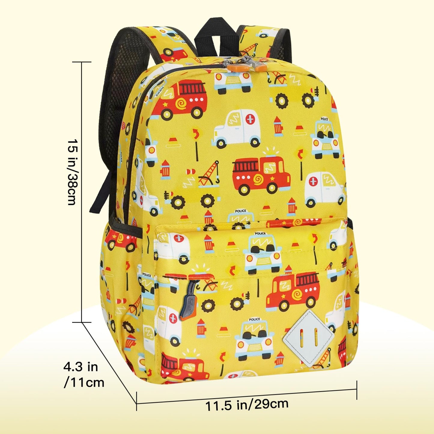 15" Kids Backpack for Preschool – Cute Car Design,