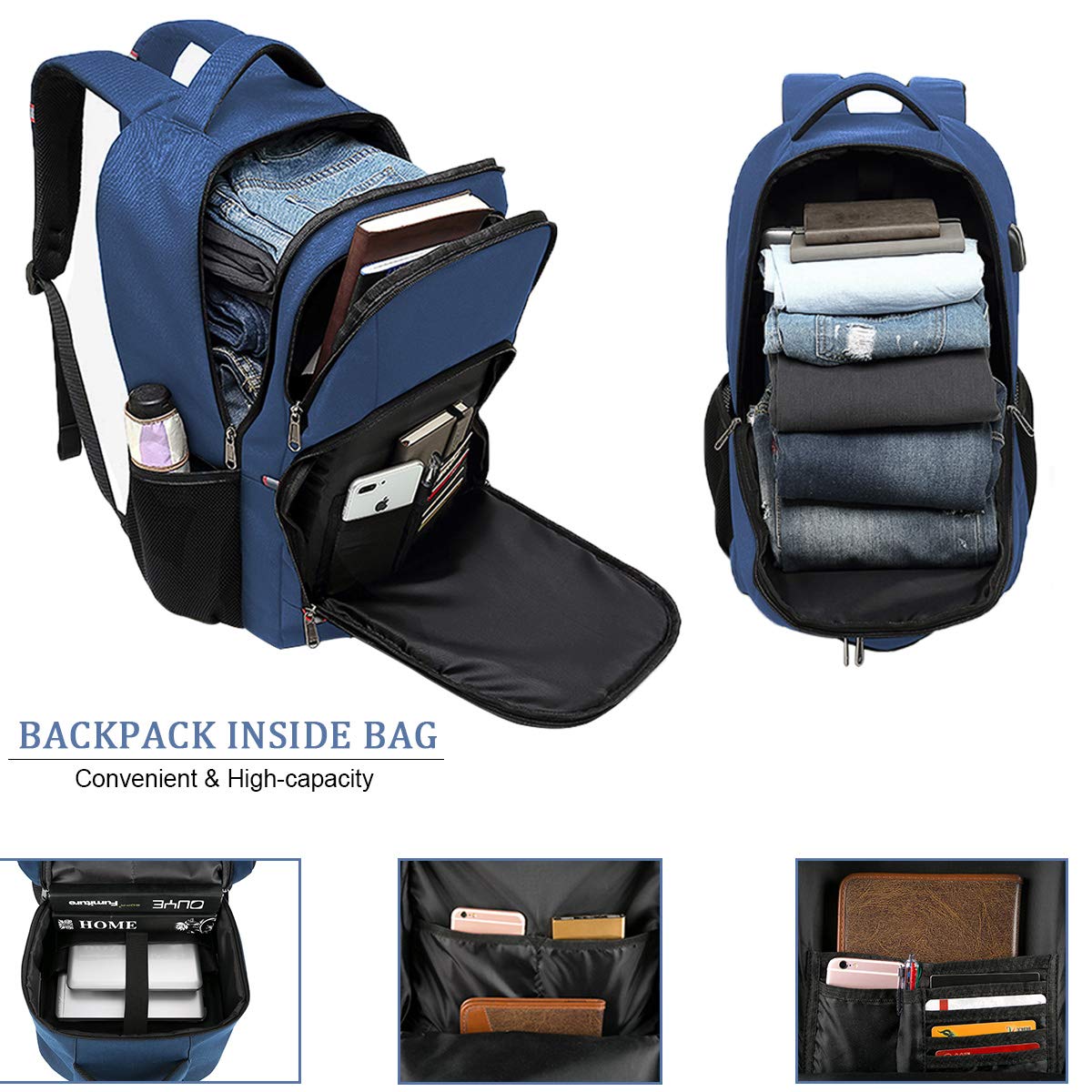 Travel Laptop Backpack, Black Backpack for Men and Women