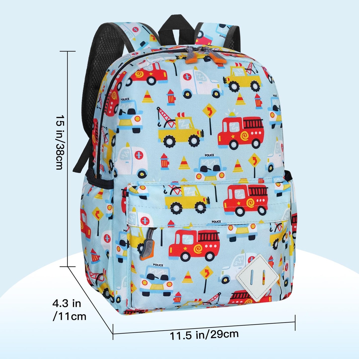 15" Kids Backpack for Preschool – Cute Car Design,