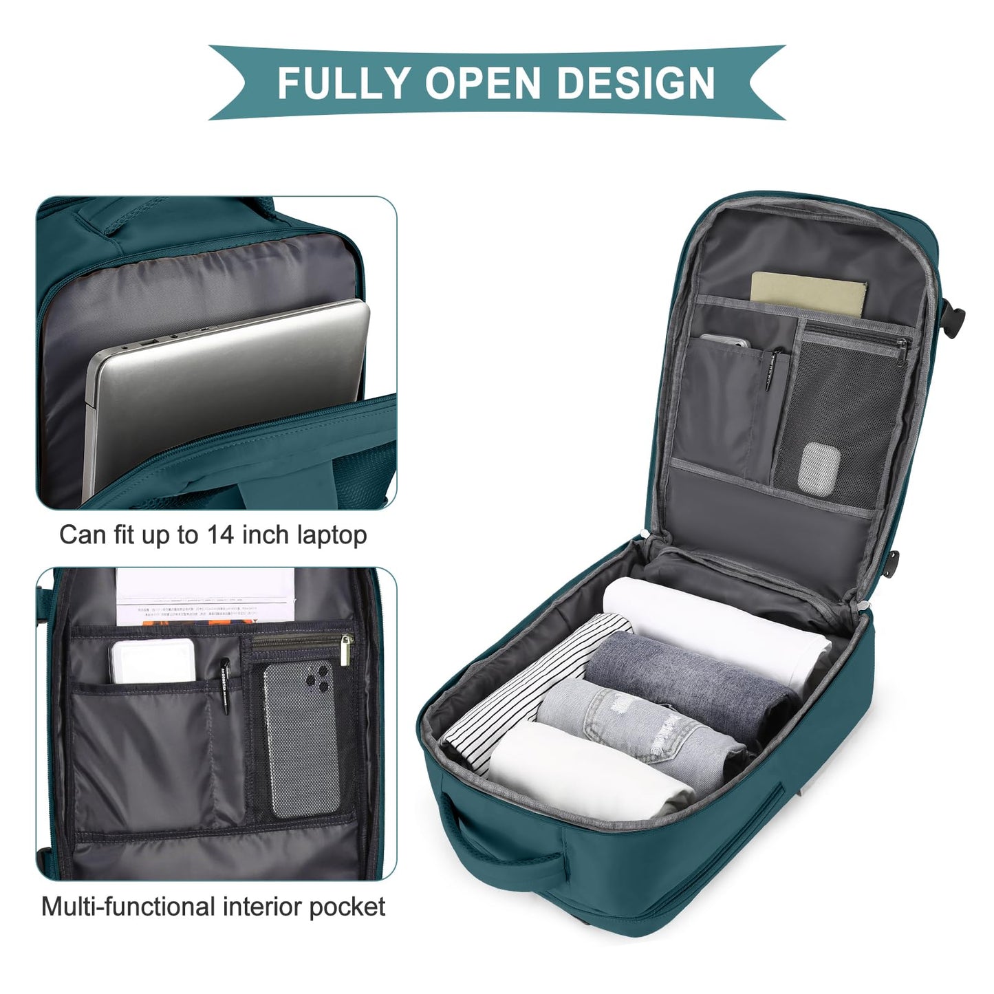 Coowoz Waterproof Travel Backpack, Peacock Blue