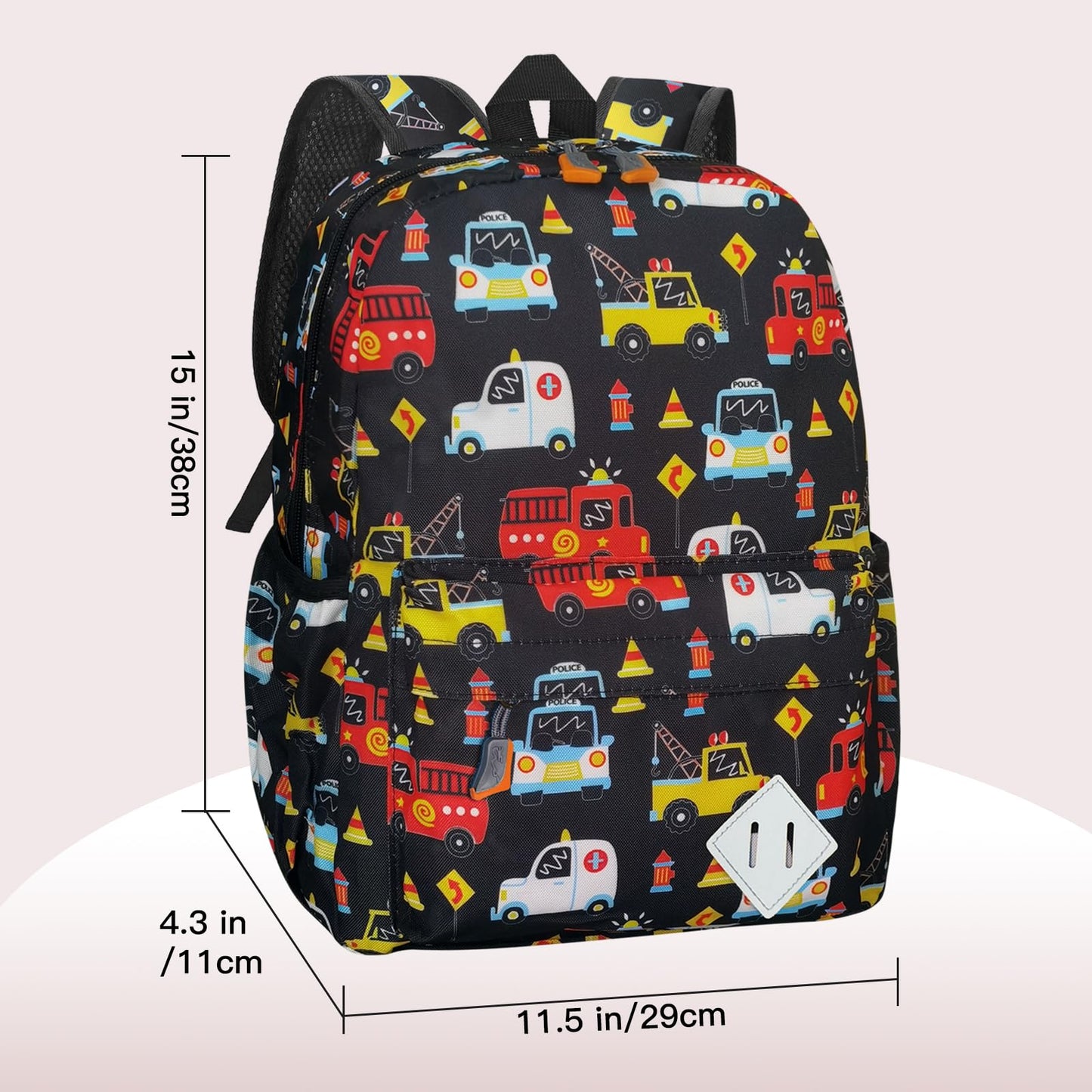 15" Kids Backpack for Preschool – Cute Car Design,