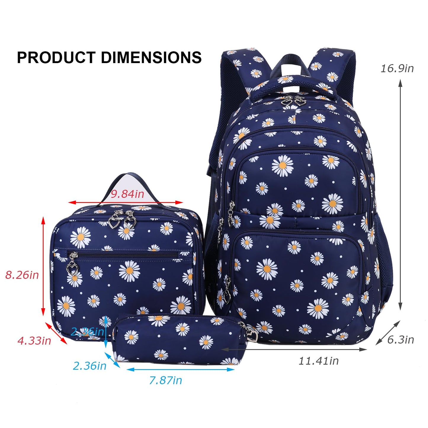 Goldwheat Daisy Backpack Set, 3pcs