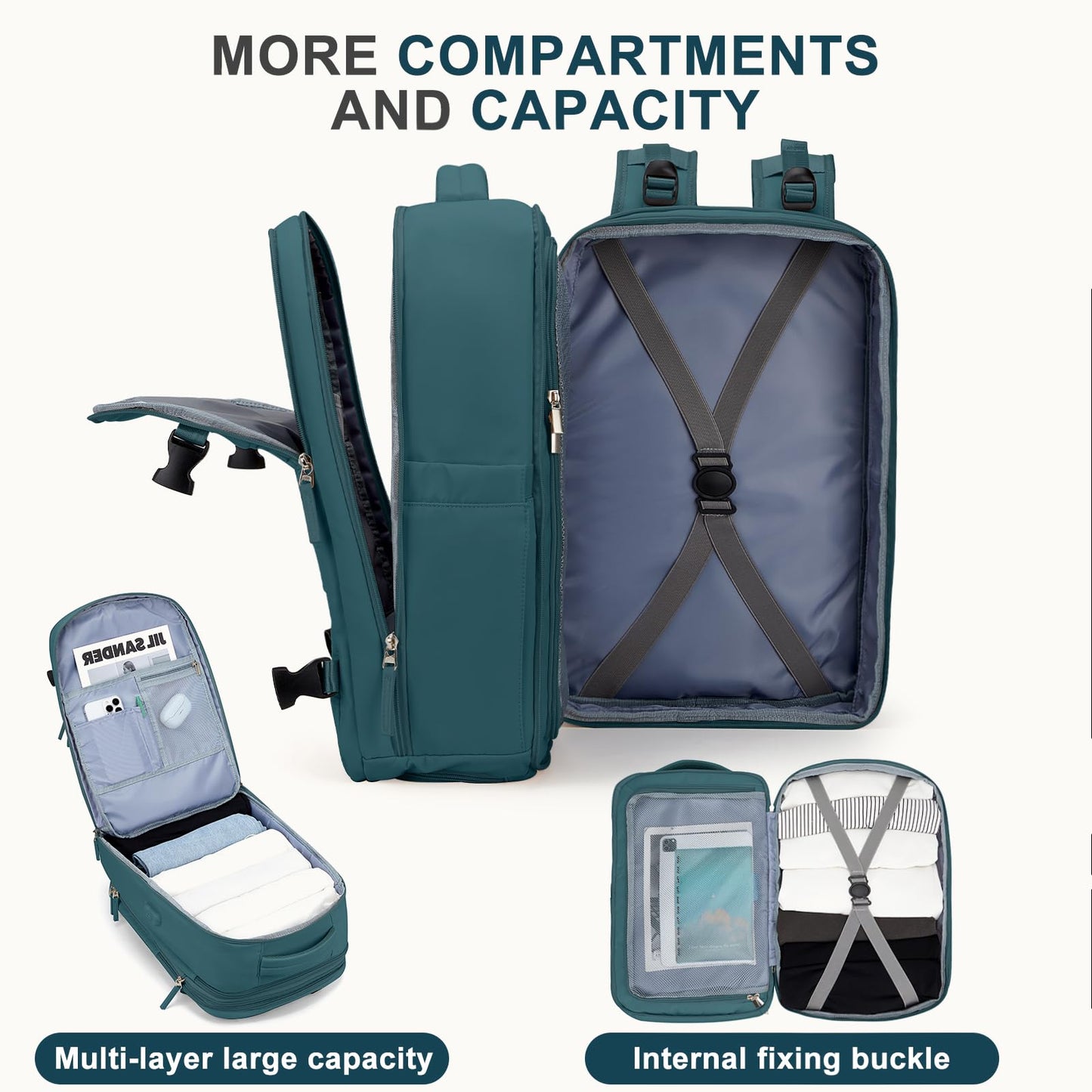 Coowoz Waterproof Travel Backpack, Peacock Blue