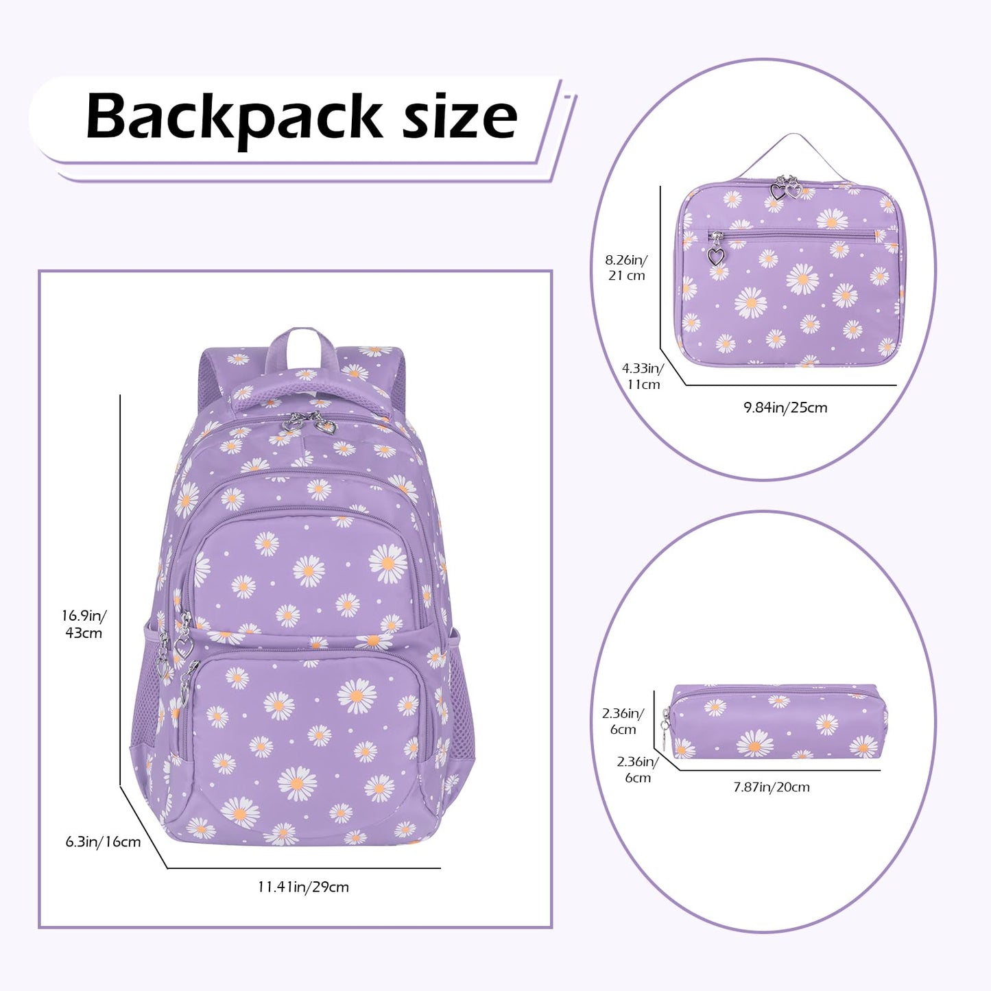 Goldwheat Daisy Backpack Set, 3pcs