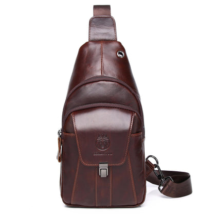 LUKZIJAES Genuine Leather Sling Bag for Men