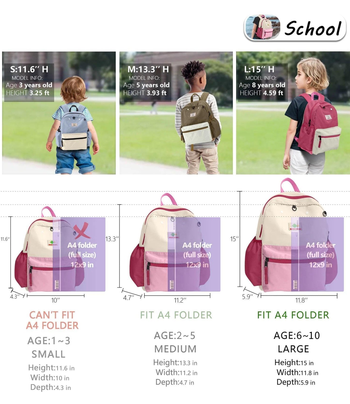 Kids' Toddler Backpack for School, Ages 3-5