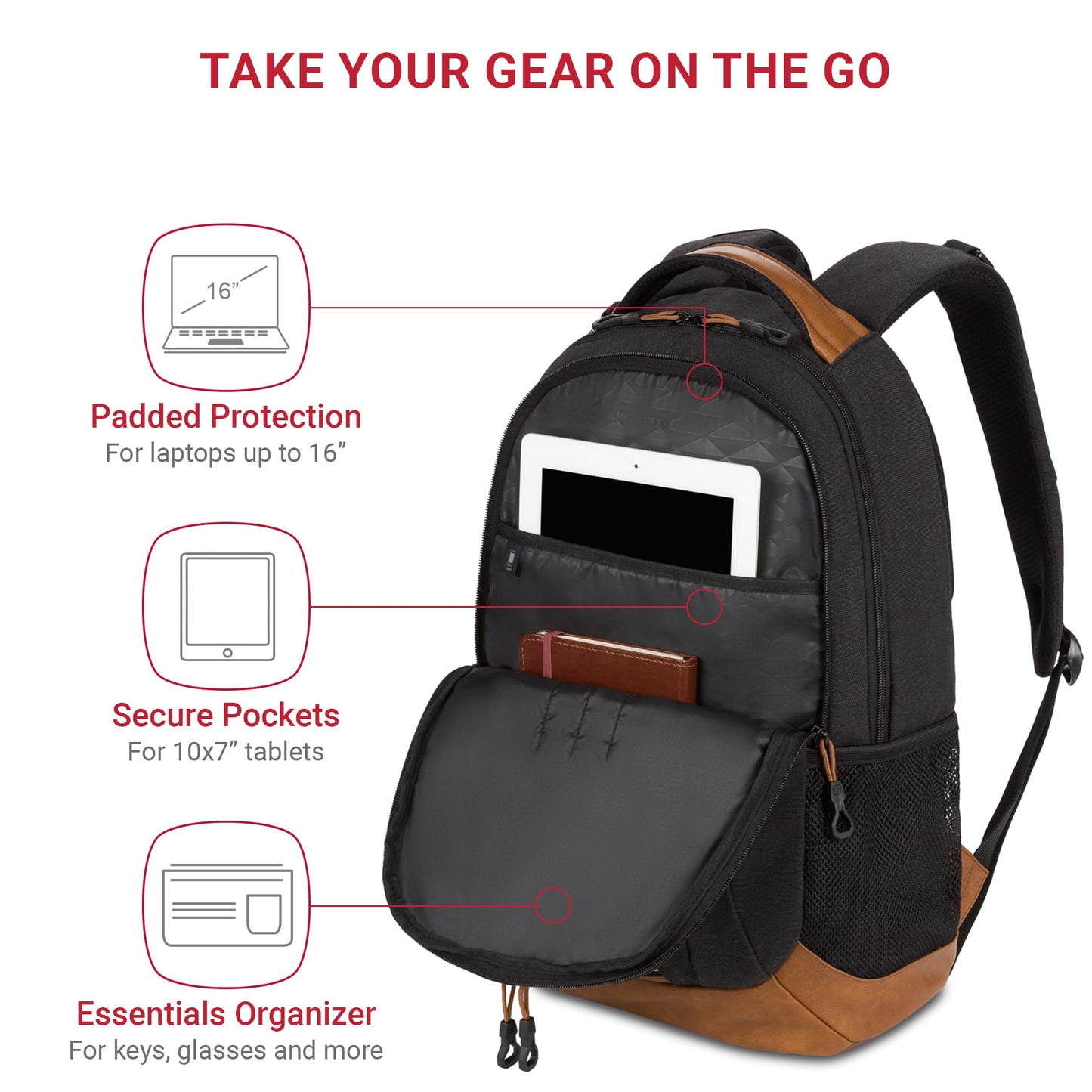 SwissGear Cecil 5505 Laptop Backpack, Pastel Brown/Black, 18-Inch