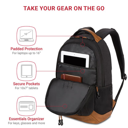 SwissGear Cecil 5505 Laptop Backpack, Pastel Brown/Black, 18-Inch
