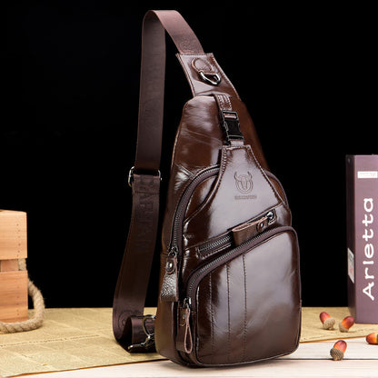 LUKZIJAES Genuine Leather Sling Bag for Men