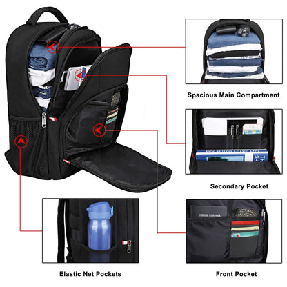 Travel Laptop Backpack, Black Backpack for Men and Women