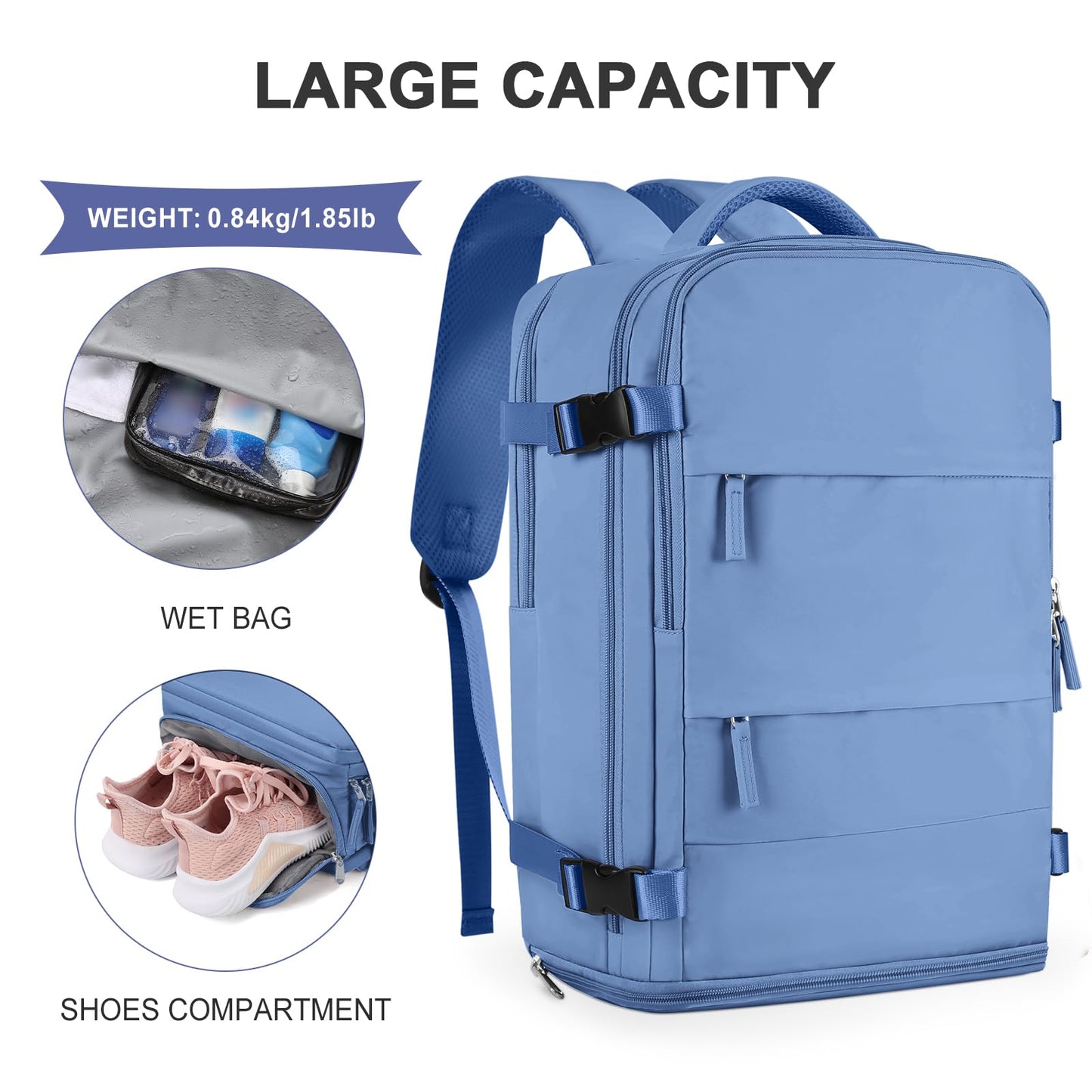Coowoz Waterproof Travel Backpack, Peacock Blue
