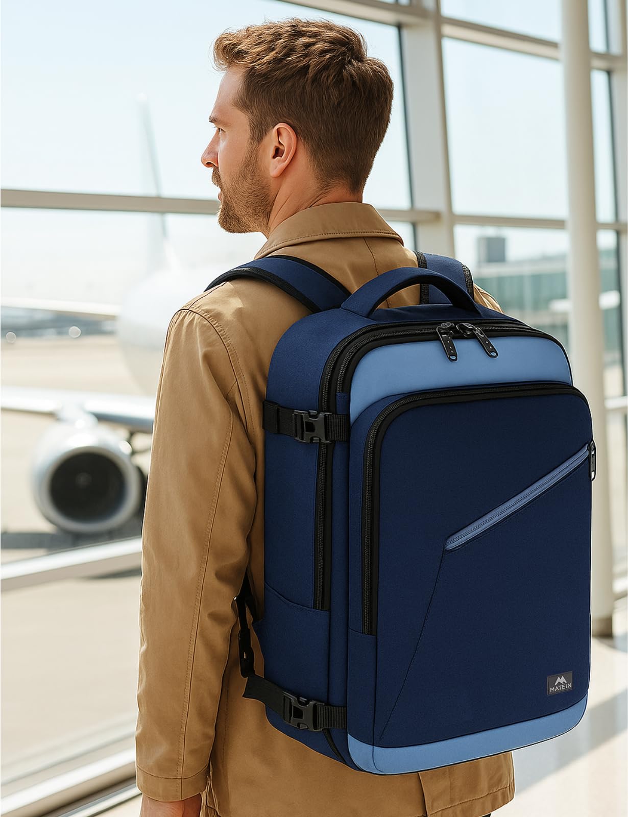 MATEIN 40L Carry-On Travel Backpack, Black