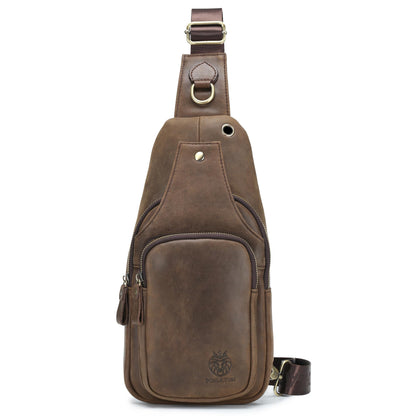 LUKZIJAES Genuine Leather Sling Bag for Men