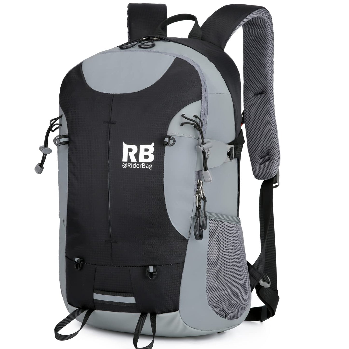 Reflective Motorcycle Backpack with Helmet Holder, Green