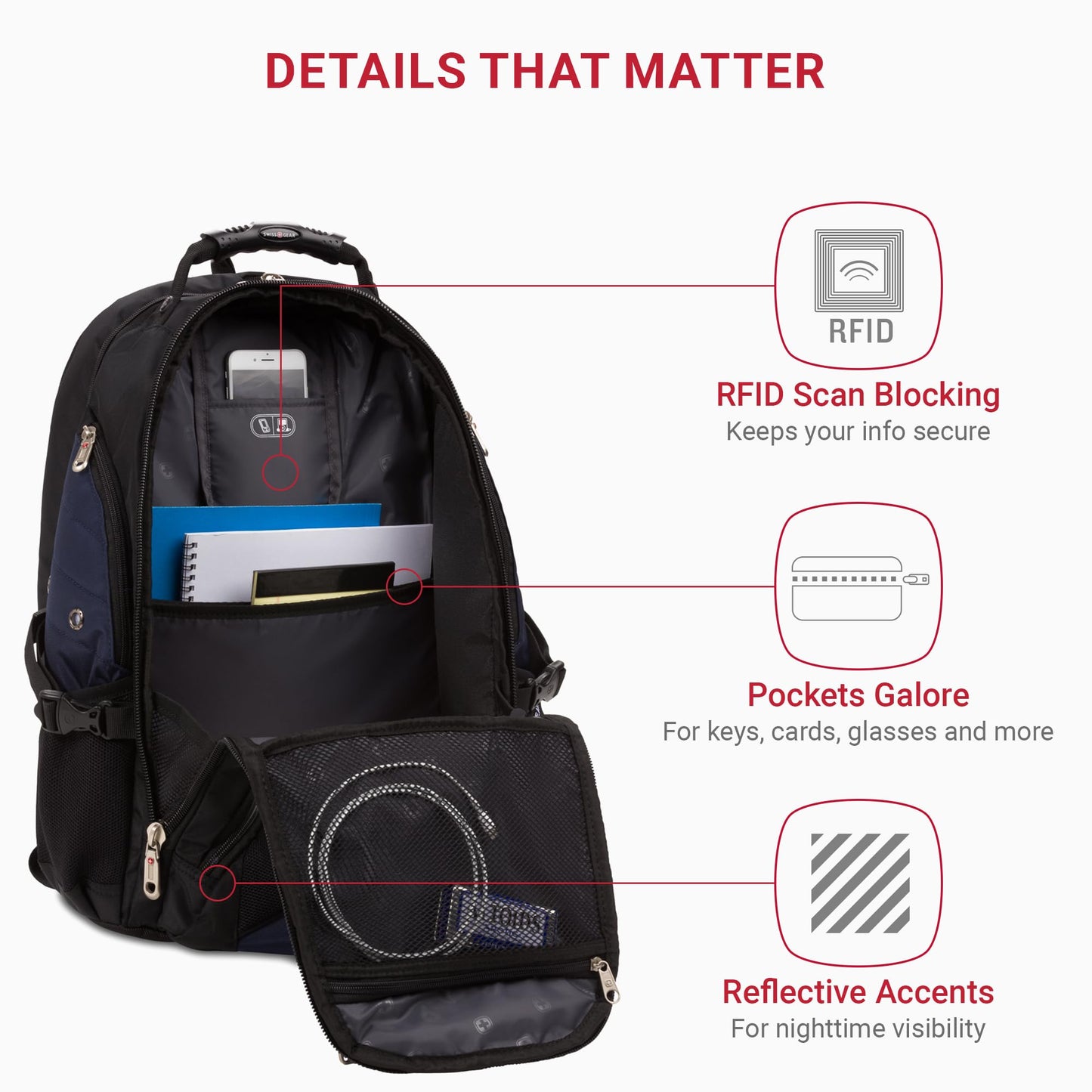 SwissGear 1900 ScanSmart TSA Laptop Backpack, 17" Black